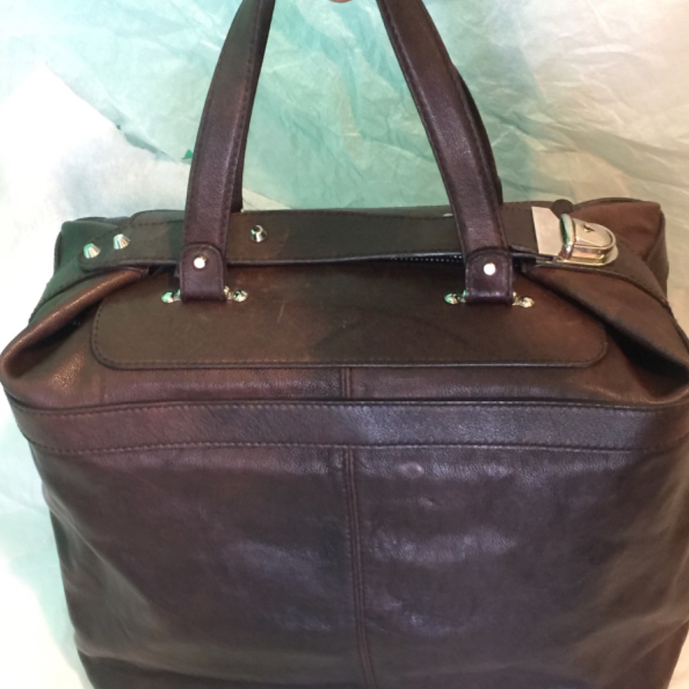 BALENCIAGA CLASSIC LEATHER BAG TRAVEL TOTE SILVER HARDWARE BROWN VINTAGE UNISEX - Picture 5 of 16